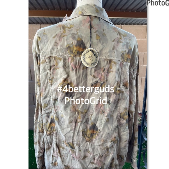 NEW Marrakech Rare Floral Print Button Front Shirt Long Sleeve Jacket MD - Picture 7 of 16